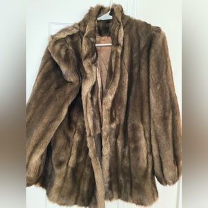 Vintage hillmoor New York Womens dark brown faux fur jacket coat medium